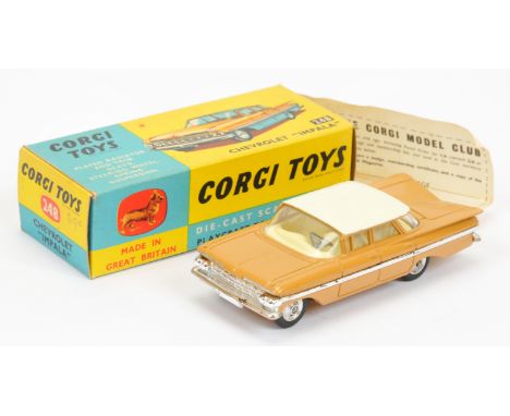 Corgi Toys 248 Chevrolet Impala - tan body with off white roof chrome trim and side flashes and spun hubs - Excellent Plus lo