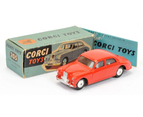 Corgi Toys 205 Riley Pathfinder Saloon - bright red body, silver trim and flat spun hubs -Excellent Plus nice lovely bright e