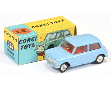 Corgi Toys 226 Morris Mini Minor - light blue body, red interior, silver trim and spun hubs - Excellent (although does have s