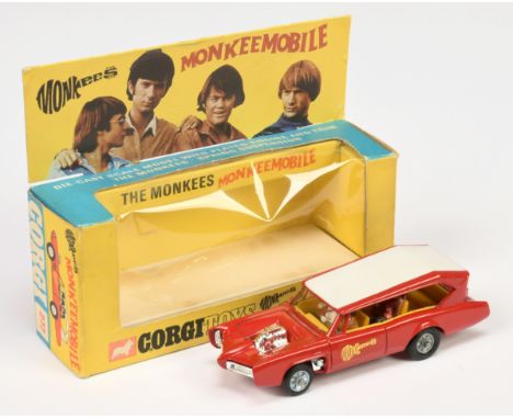 Corgi Toys 277 "The Monkees" - Monkeemobile - Red body, white roof, yellow interior with figures, chrome trim including engin