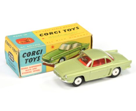 Corgi Toys 222 Renault Floride - light green body, red interior, silver trim and flat spun hubs - Near Mint in a Good Plus bl