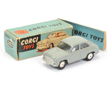 Corgi Toys 202 Morris Cowley Saloon - grey, silver trim and flat spun hubs - Excellent lovely bright example (couple of small