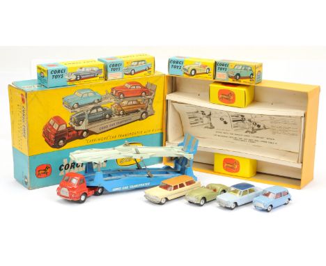 Corgi toys GS1 Gift Set "Transporter" to Include (1) 217 Fiat 1800 - blue body with dark blue roof, lemon interior silver tri