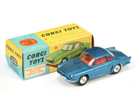 Corgi Toys 222 Renault Floride - blue body, red interior, silver trim and spun hubs - Near Mint in a Good Plus blue and yello