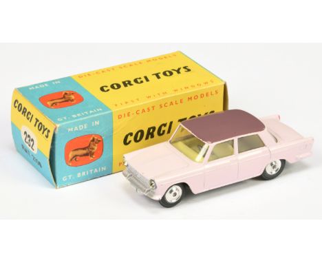 Corgi Toys 232 fiat 2100 - pale lilac body with mauve roof, lemon interior, silver trim and spun hubs - Excellent (couple of 