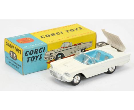 Corgi Toys 215 Ford Thunderbird Open Sports&nbsp; - white body with blue and silver interior, silver steering wheel and harde