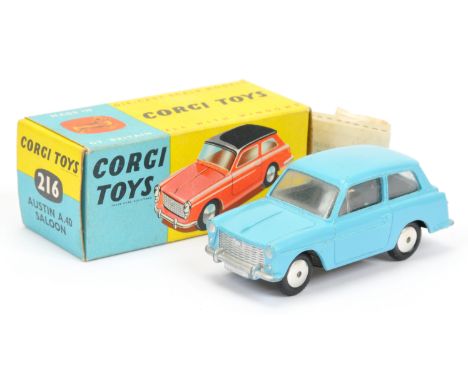 Corgi Toys 216 Austin A40 - light blue including roof RARE VARIATION (as shown on box illustration), silver trim and flat spu