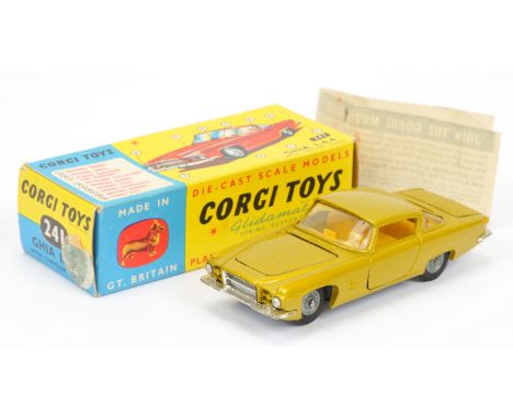 Corgi Toys 241 Ghia L.6.4 - metallic lime-green body,&nbsp; yellow interior, chrome trim and cast hubs - Excellent Plus (very