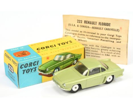 Corgi Toys 222 Renault Floride - light green body Without interior (with correct rare interior leaflet see-photo) - silver tr