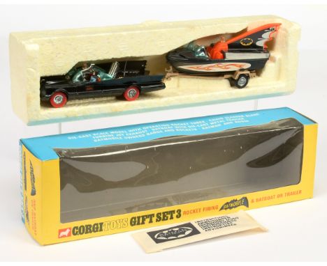 Corgi toys GS3 Gift Set "Batman" - 2-piece ton include Batmobile - gloss black body, blue windscreens, red interior with "Bat