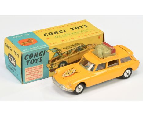 Corgi Toys 436 Citroen Safari "Wildlife Preservation" - yellow body, drab green and brown interior with figures, silver trim,