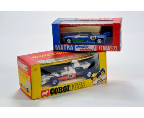 Corgi Formula 1 Racing Car comprising No. 151 Yardley McLaren plus Solido No. 14 Matra Le Mans Winner 72. E to NM in Boxes. (
