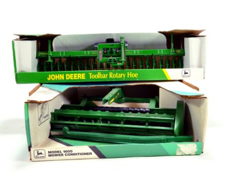 Ertl 1/16 Farm issue duo comprising John Deere Rotary Hoe plus Model 1600 Mower. E in Boxes. (2)