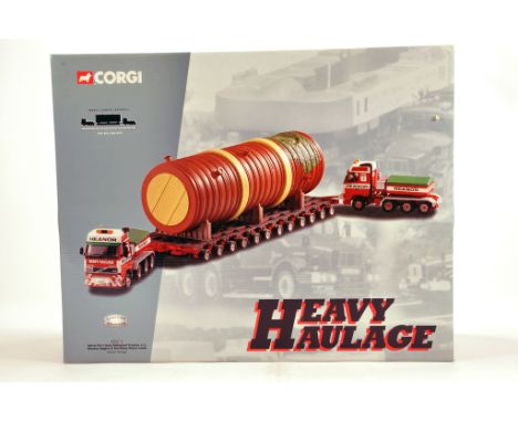 Corgi 1/50 diecast truck issue comprising Heavy Haulage No. 12403 Volvo FH 4 Axle Ballasted Tractor, Bogies and Load in liver
