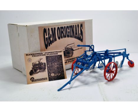 G&amp;M Originals 1/32 Hand Built Issue comprising Ransomes Jumbotrac Tractor Plough. Limited Edition. Superb example. 