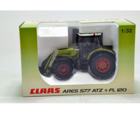 Universal Hobbies 1/32 Diecast Farm Issue comprising Claas Ares 577 Tractor and Loader. NM to M in Box.