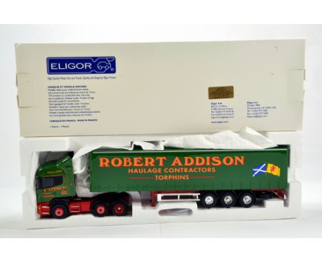 Eligor 1/43 Diecast Truck Issue Comprising Scania Curtain Trailer in Livery of Robert Addison. Search Impex Special. E to NM 