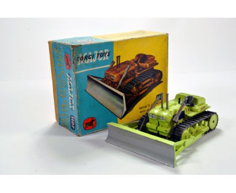 Corgi No. 1107 Euclid Crawler Tractor with Blade. Lime Green. Generally E in F to G Box.