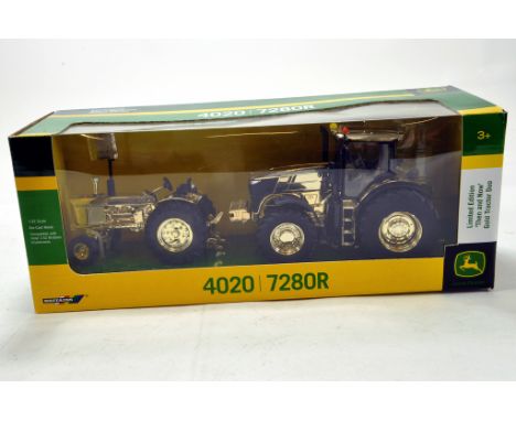 Britains 1/32 Farm Issue comprising Gold Special Edition John Deere Tractor Set. 4020 and 7280R. NM to M in Box.