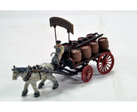 Taylor and Barratt copy of Brewers Dray, comprising Wheeled Dray with Brewery Sign Board, Horse, Driver with Whip, Loading La