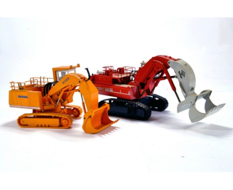 Construction Diecast comprising Conrad 1/50 Demag H135S Excavator plus O&amp;K RH120C. Generally VG to E with boxes. (2)