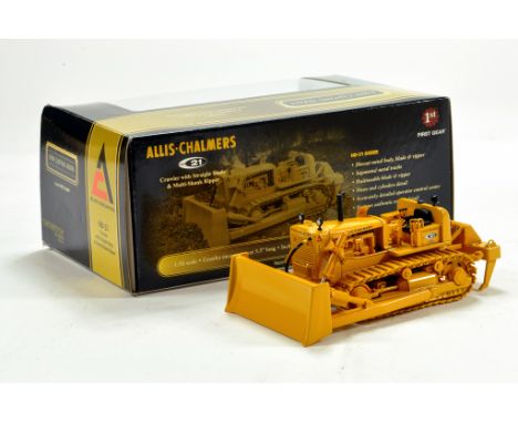 First Gear 1/50 Diecast Construction Issue comprising Allis Chalmers HD21 Crawler Tractor with Blade. NM to M in Box.