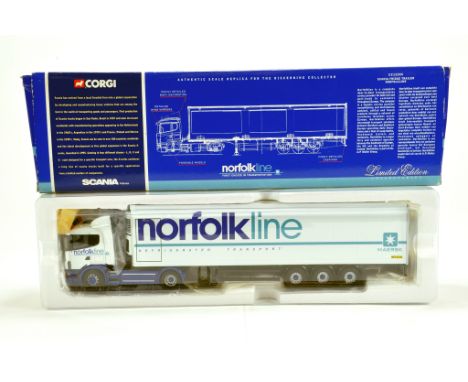 Corgi 1/50 Diecast Truck Issue Comprising No. CC12204 Scania Fridge Trailer in livery of Norfolk Line. E to NM to M in Box.