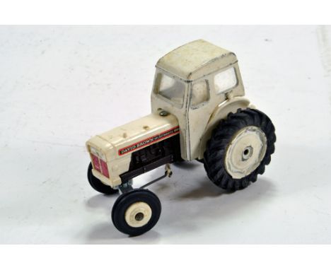 Dinky David Brown 990 Tractor. White with Dark Brown Engine, Lacking exhaust hence F to G. 