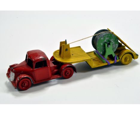 Charbens Bedford Articulated Low Loader with Cable Drum. Tractor in Red with Yellow Low Loader and Green Drum. Generally VG. 