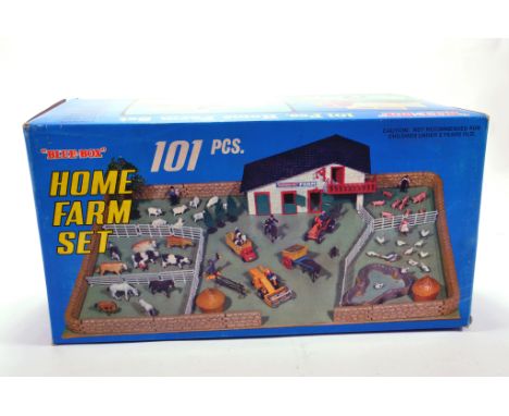 Scarce Empire Made Blue Box Farm Set. Sealed containing Tractor, Combine and other vehicles plus farmyard buildings and acces