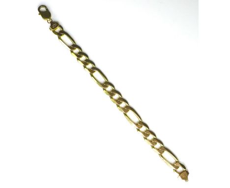 A 9ct gold figaro curb link bracelet, 21cm long, 30.8g. 