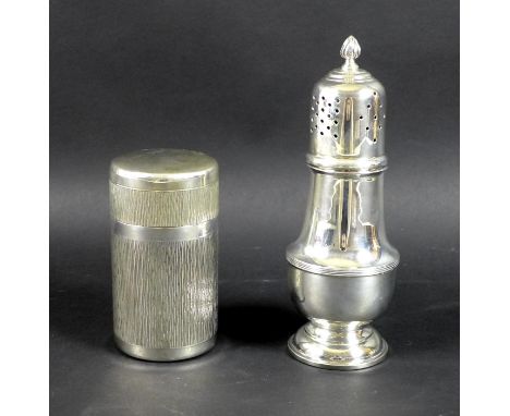 An Elizabeth II silver sugar sifter of conventional form, Sheffield 1965, James Dixon &amp; Sons, 18.2cm, and a late 20th cen