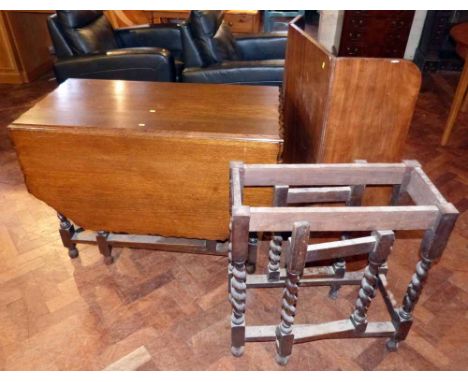 2 Early 20th century oak barley twist gate-leg tables (1 with mahogany top) Condition report: see terms and conditions