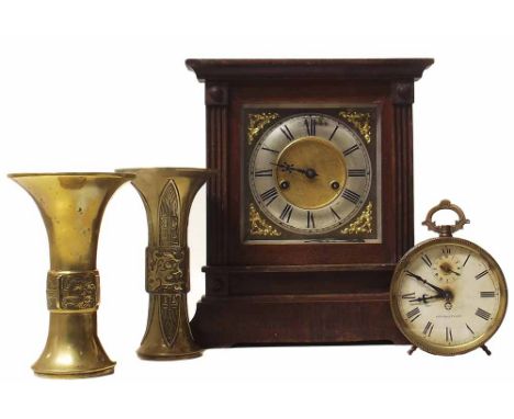 New Haven clock, also a mantel clock, two Chinese Gu-form vases, a 19th century mantel clock Condition report: see terms and 