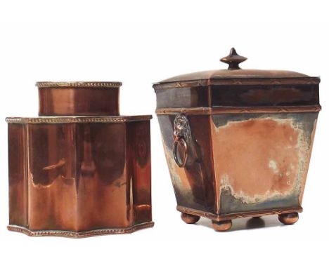 2 19th century copper tea caddy Condition report: see terms and conditions