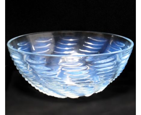 Art Deco Lalique opalescent glass bowl, etched mark 'R. Lalique France', 8.5cm high and 20.5cm diameter.   Condition Report  