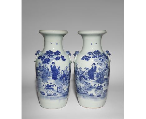 A PAIR OF CHINESE BLUE AND WHITE 'FIGURAL' BALUSTER VASE 19TH CENTURY Each decorated with a scene from the Romance of the Wes