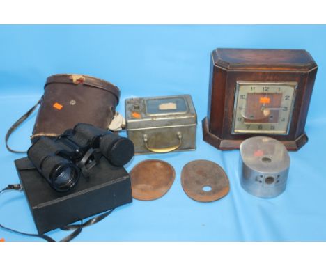 COLLECTABLES TO INCLUDE BINOCULARS, CLOCK, PIGEON CLOCKS ETC.