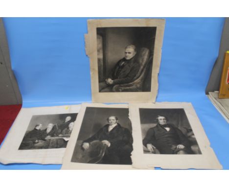 FOUR PORTRAIT ENGRAVINGS, one a proof print featuring The Earl of Mulgrave, Sir George Beaumont Bartt., The Hon. Augustus Phi