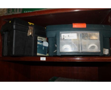 A STANLEY TOOLBOX AND CONTENTS TOGETHER WITH ANOTHER