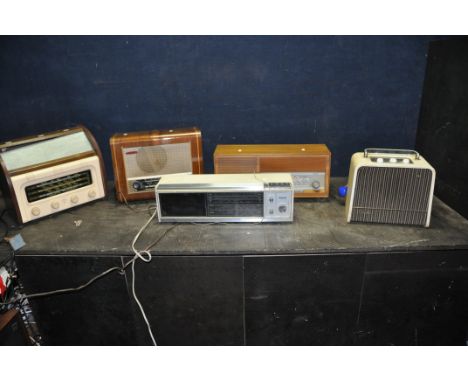 FIVE VINTAGE RADIOS, comprising a Pye P75 valve radio, a Lindau Saba Transistor radio, a Philips 22RB transistor radio (all P