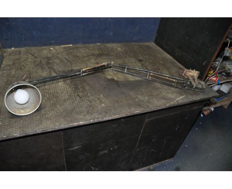 A VINTAGE 'THE ANGLEPOISE' ARTICULATED WORKSHOP LAMP, Stamped Herbert Terry and Sons with adaptation to be machine mounted Co