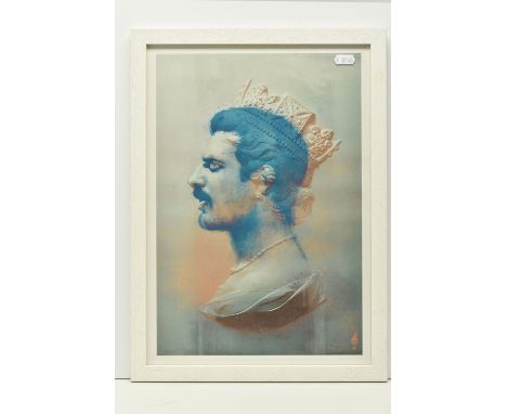 TINY RIOT (CONTEMPORARY ART COLLECTIVE - ANDREW, SARAH &amp; NATALIE) 'KILLER QUEEN', a  portrait of Freddie Mercury and HM Q