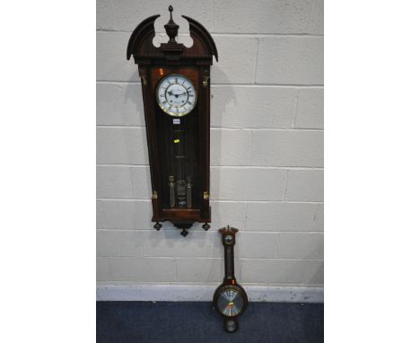 A JAMES STEWART OF ARMAGH MAHOGANY CASED VIENNA STYLE REGULATOR WALL CLOCK, the seven inch enamel dial, with roman numerals, 