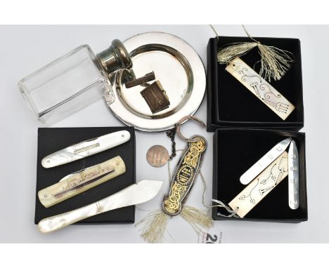 A SMALL PARCEL OF SILVER BOOKMARKS AND OTHER COLLECTABLES, comprising two boxed Elizabeth II silver Kerry O'Connor bookmarks,