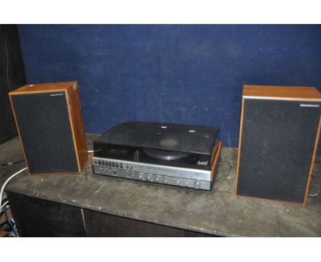 A VINTAGE NATIONAL PANASONIC SG-1070L MUSIC CENTRE, with matching speakers (PAT fail due to uninsulated plug but all working)