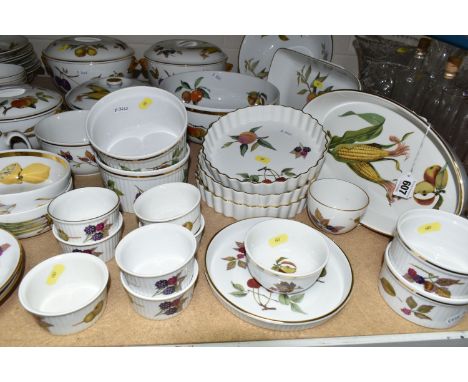 ROYAL WORCESTER 'EVESHAM' PART DINNER SERVICE, comprising thirteen large cups and saucers, four small cups and saucers, twelv