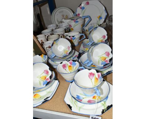 A FORTY ONE PIECE ART DECO PARAGON PART TEA SET, AND OTHER CERAMICS, ETC, the Paragon part tea set in the Tulip pattern F2209