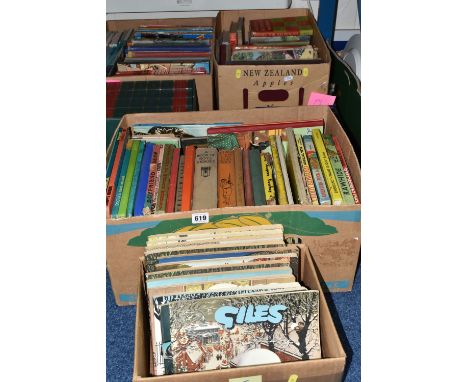 FOUR BOXES OF BOOKS containing approximately 115 miscellaneous titles in hardback and paperback formats, subjects include a l