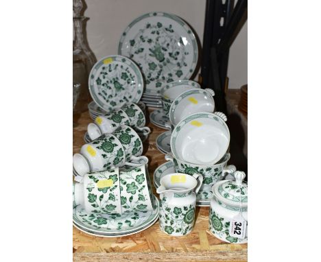 A GROUP OF KONIGL-PR-TATTAU 'CHRYSANTHEME' PATTERN DINNERWARE, decorated with a green foliate design on a white ground, compr